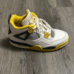 Nike Air Jordan 4 Retro (GS) Kids Sneakers White Yellow Black